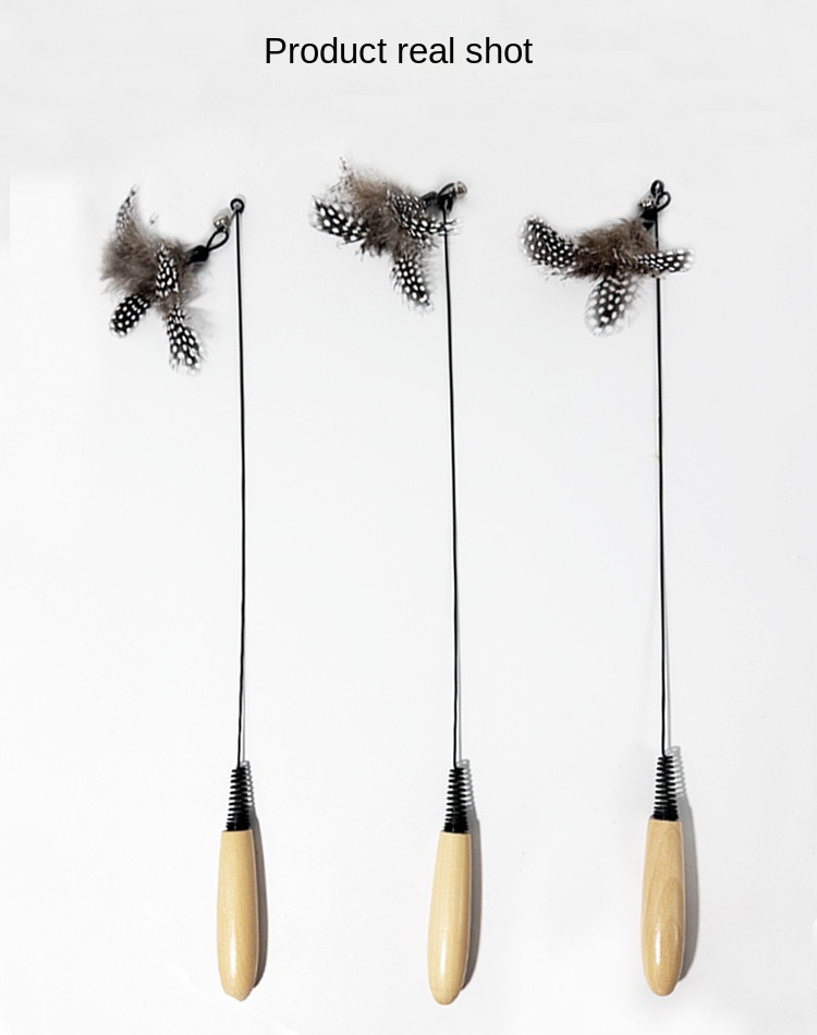 Spotted Wooden Handle Spring Cat Teaser Stick