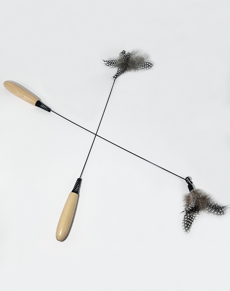 Spotted Wooden Handle Spring Cat Teaser Stick