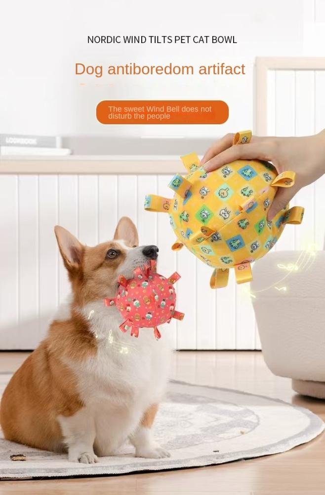 Pet dog bite resistant plush sound toy ball