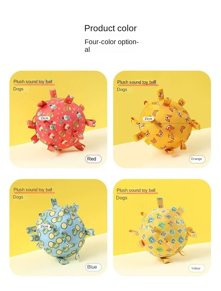 Pet dog bite resistant plush sound toy ball