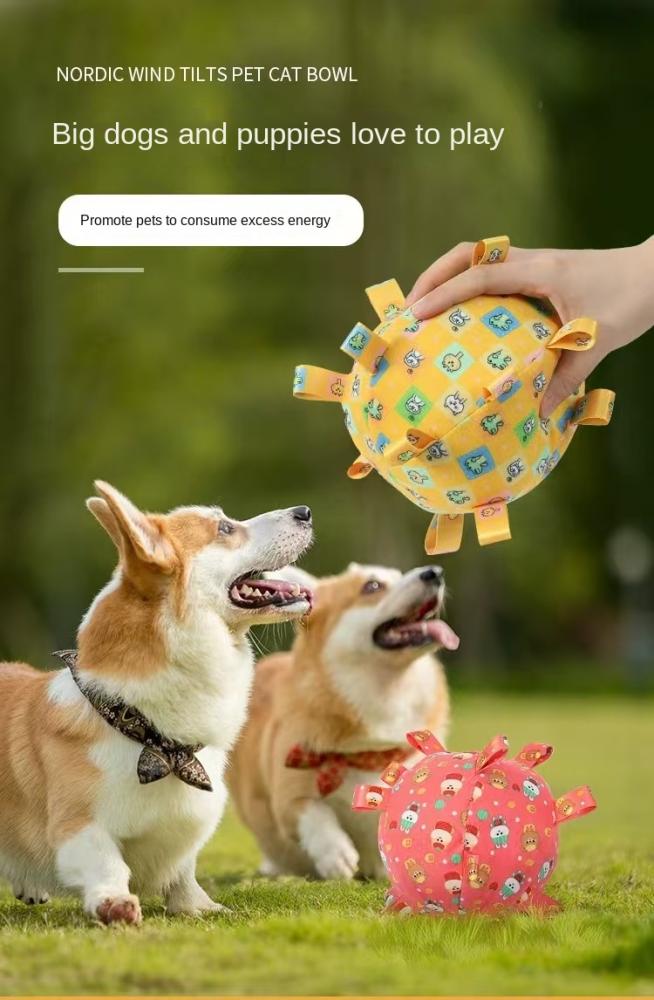 Pet dog bite resistant plush sound toy ball