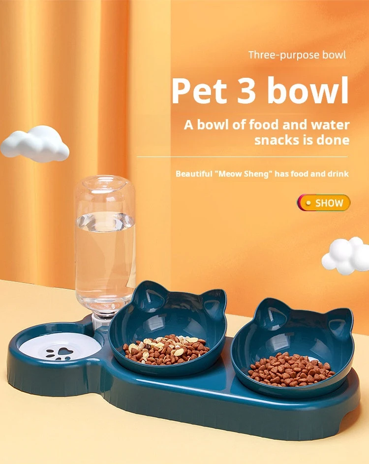 Pet Bowl With Gravity Water Bottle