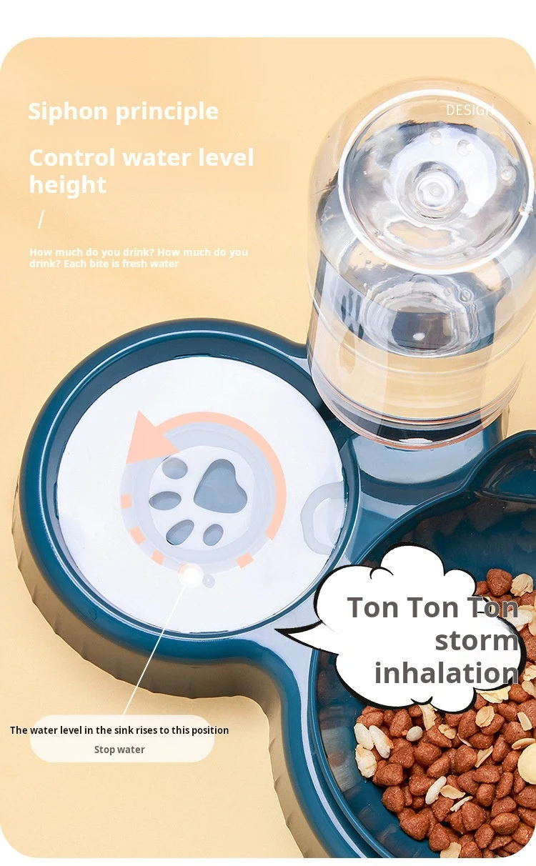 Pet Bowl With Gravity Water Bottle