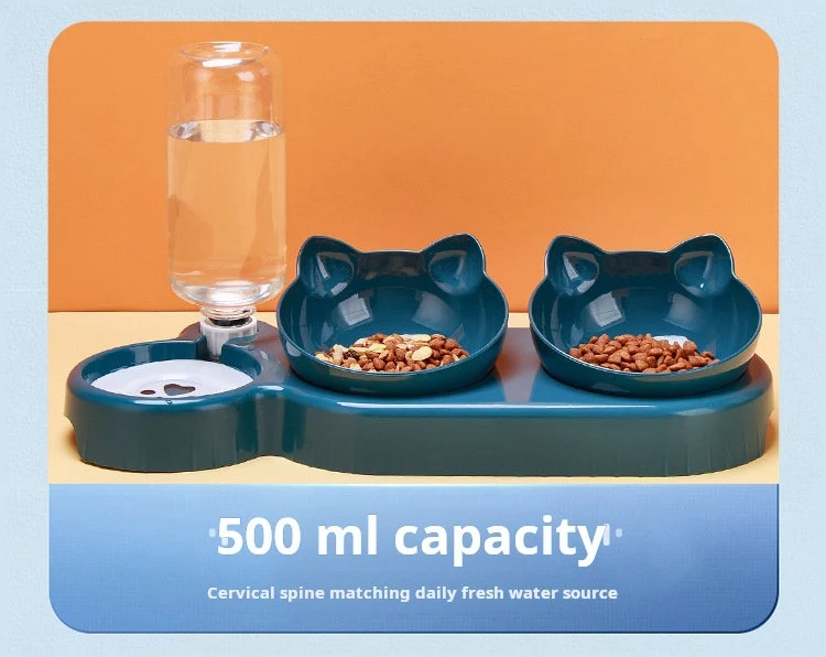 Pet Bowl With Gravity Water Bottle