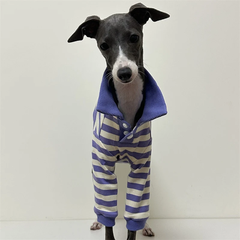 Cotton Striped Dog Polo Shirt