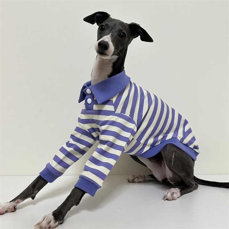 Cotton Striped Dog Polo Shirt