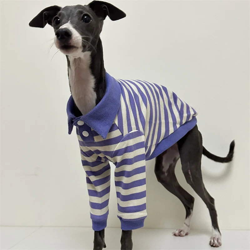 Cotton Striped Dog Polo Shirt