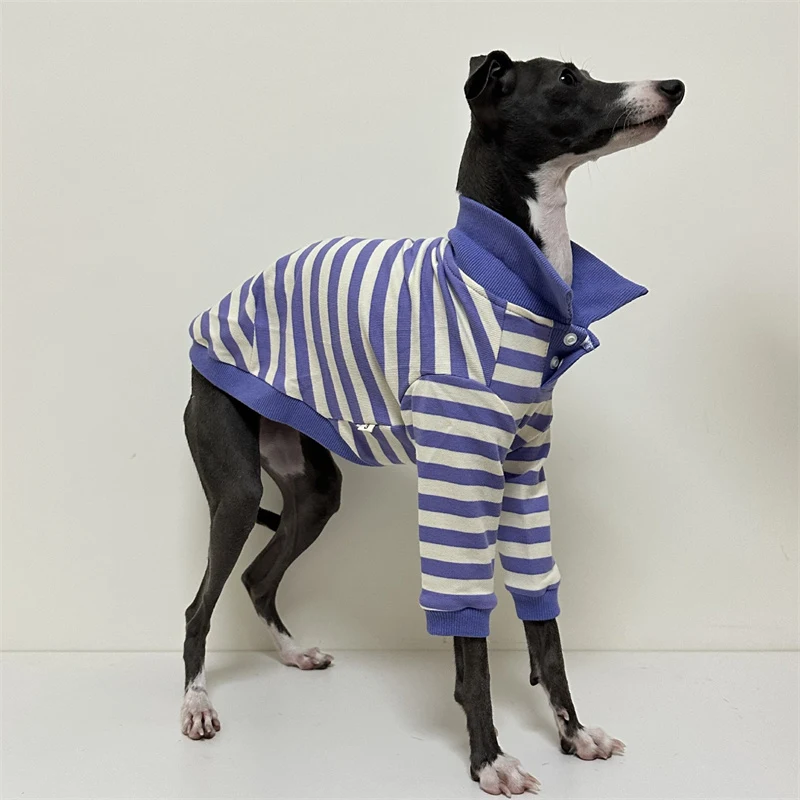 Cotton Striped Dog Polo Shirt