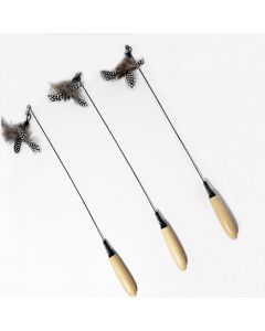 Spotted Wooden Handle Spring Cat Teaser Stick