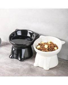Black Cat Shaped Ceramic Pet Bowl