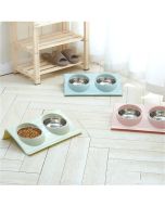 Stainless Steel Pet Double Bowl Feeding Table