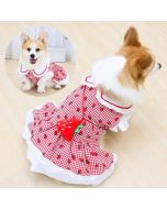 Cute Strawberry Checkered Pet Dress