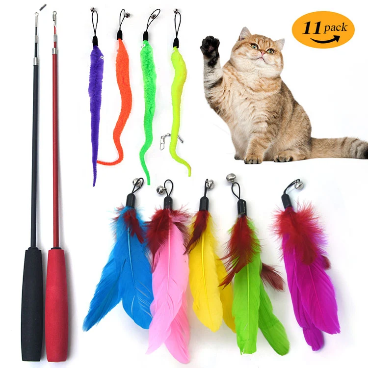 Funny Cat Interactive Toys Feather Teaser Stick
