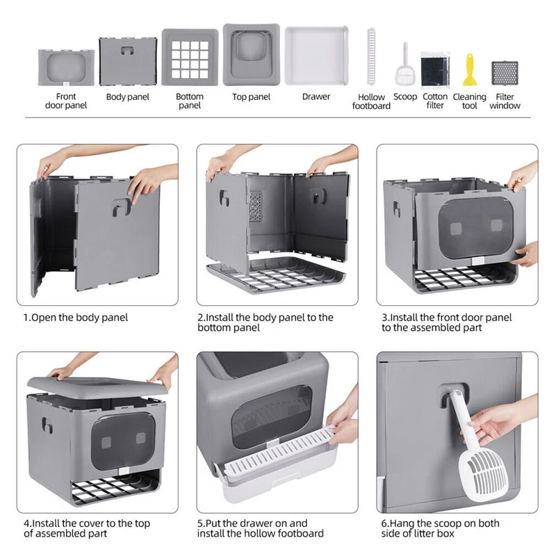 Cat Litter Box With Shovel And Tray