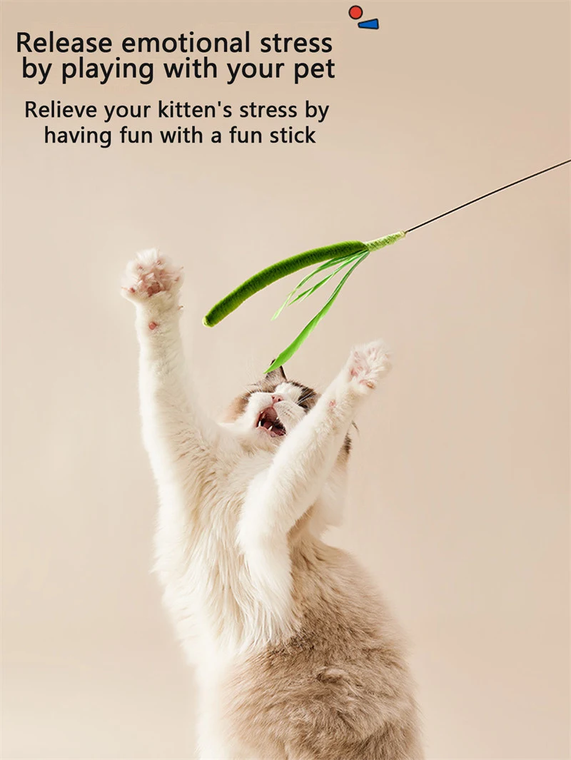 Cat Teasing Stick Bite Resistant Long Pole Self Soothing Tool