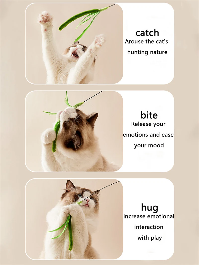 Cat Teasing Stick Bite Resistant Long Pole Self Soothing Tool