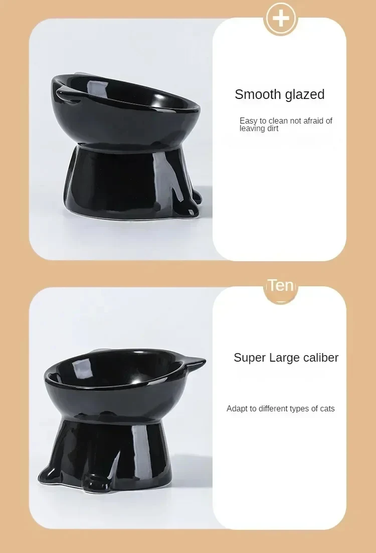 Black Cat Shaped Ceramic Pet Bowl