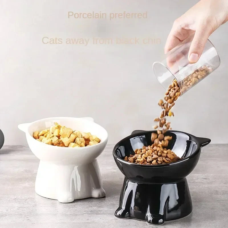 Black Cat Shaped Ceramic Pet Bowl