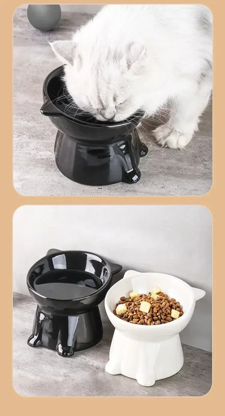 Black Cat Shaped Ceramic Pet Bowl