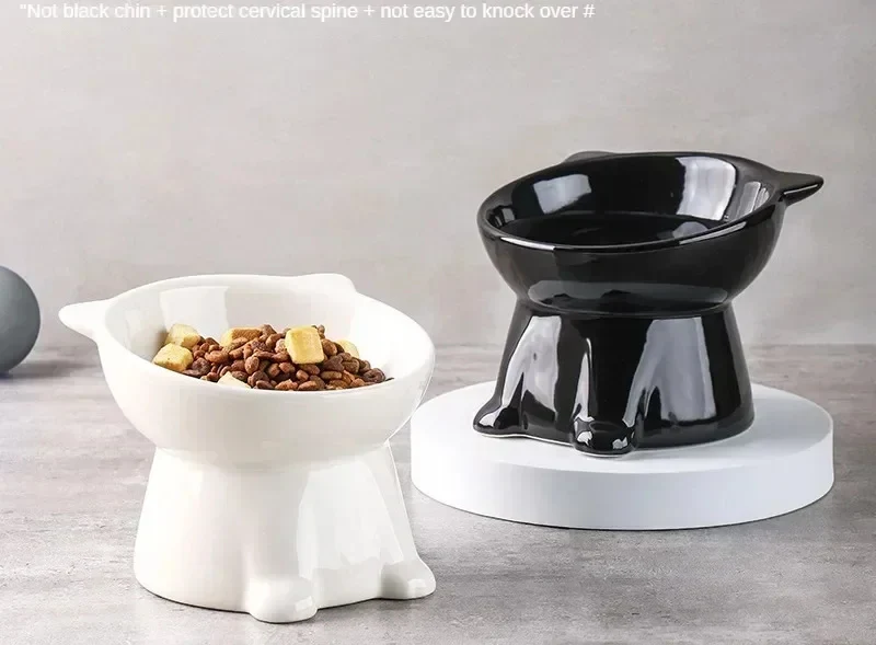 Black Cat Shaped Ceramic Pet Bowl