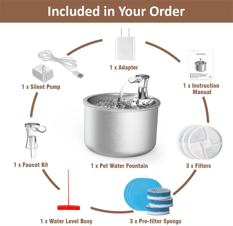 All Stainless Steel Pet Automatic Water Dispenser