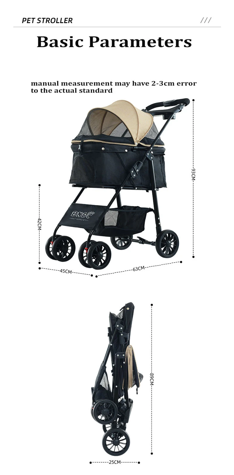 Four Wheeled Pet Folding Baby Stroller