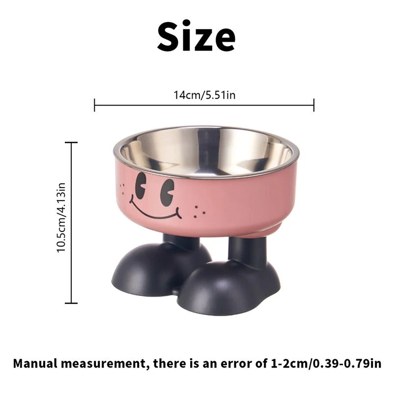 Smiling Face High Leg Stainless Steel Pet Bowl