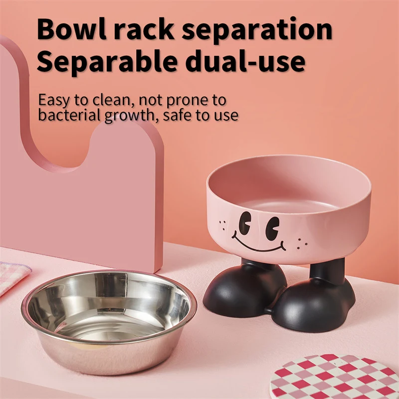 Smiling Face High Leg Stainless Steel Pet Bowl