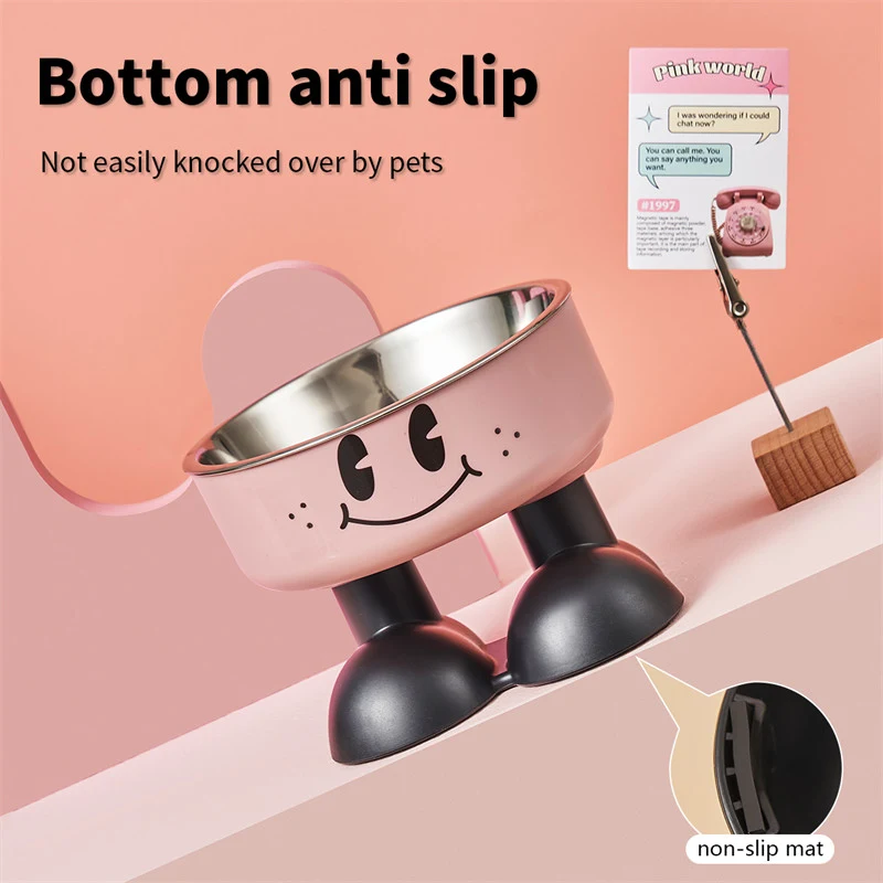 Smiling Face High Leg Stainless Steel Pet Bowl