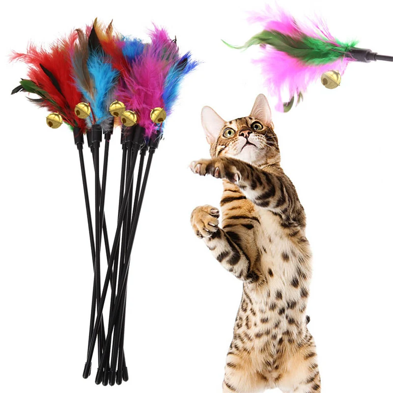 Colorful Feather Chicken Feather Cat Stick