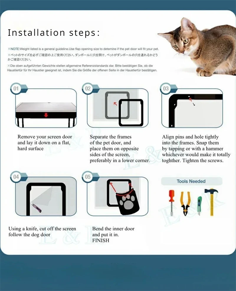 Brand New Pet Door Opening Screen Window