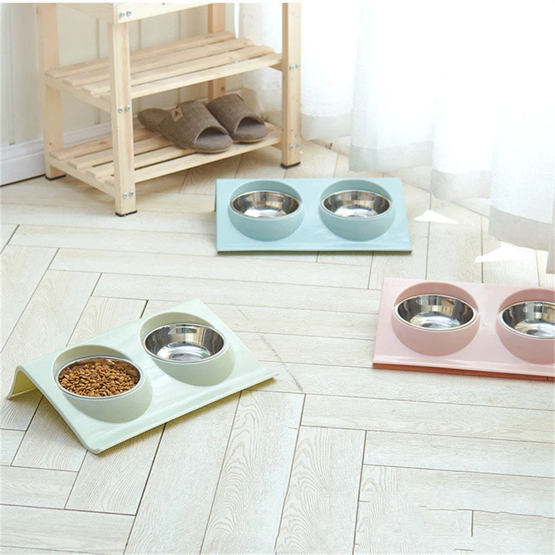 Stainless Steel Pet Double Bowl Feeding Table
