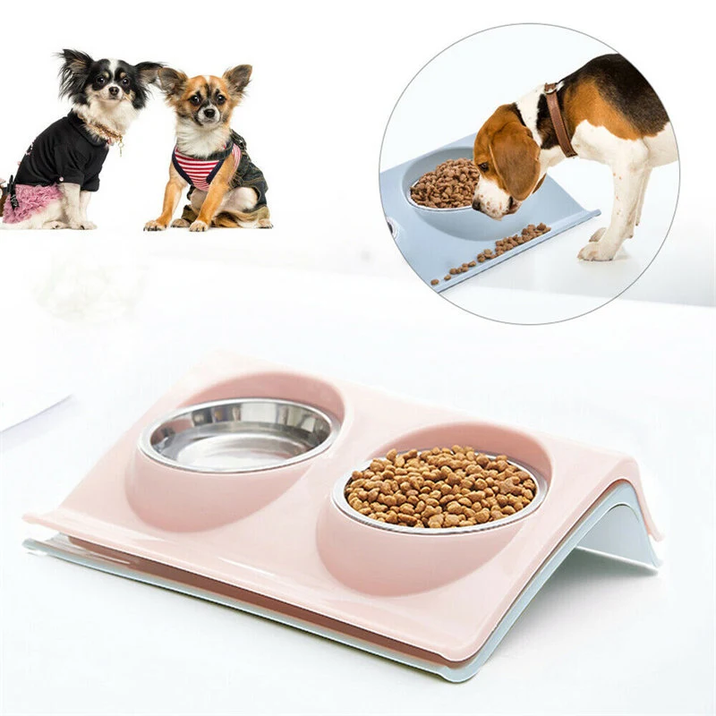 Stainless Steel Pet Double Bowl Feeding Table