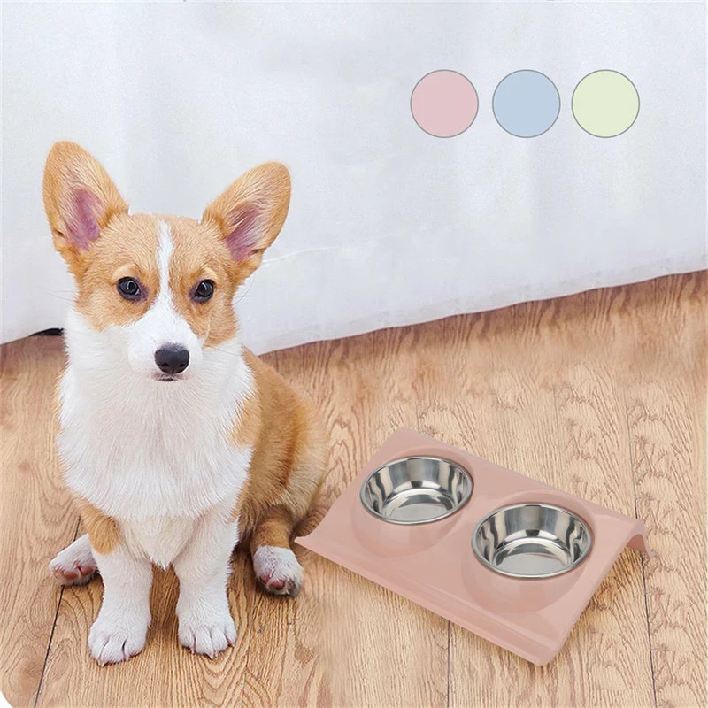 Stainless Steel Pet Double Bowl Feeding Table