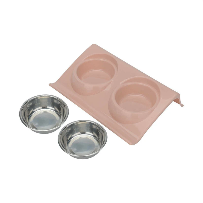 Stainless Steel Pet Double Bowl Feeding Table