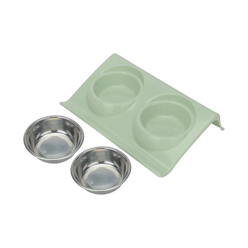 Stainless Steel Pet Double Bowl Feeding Table