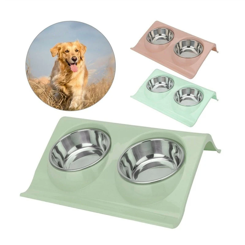 Stainless Steel Pet Double Bowl Feeding Table