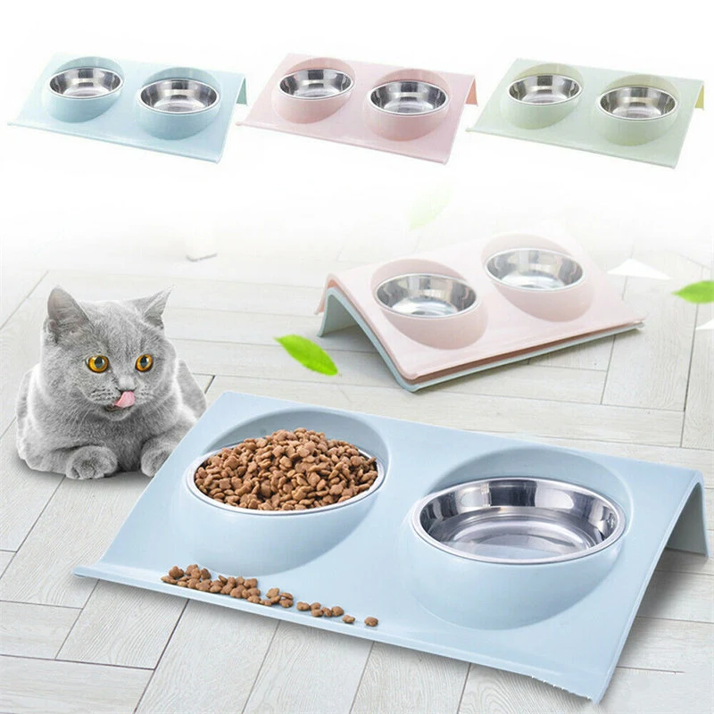 Stainless Steel Pet Double Bowl Feeding Table