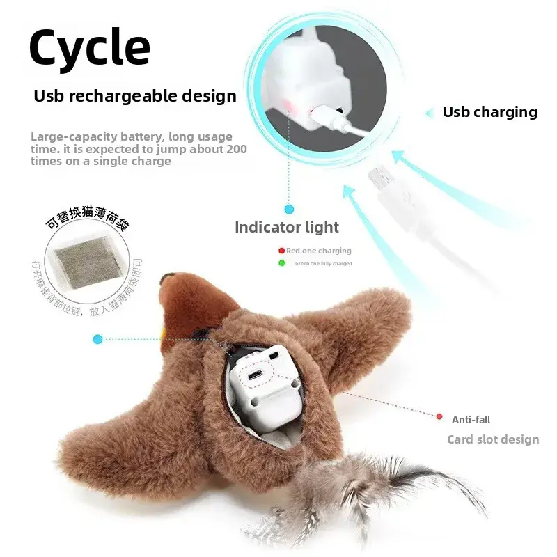 Hot Cat Interactive Toys Catnip Electric Pat Bird