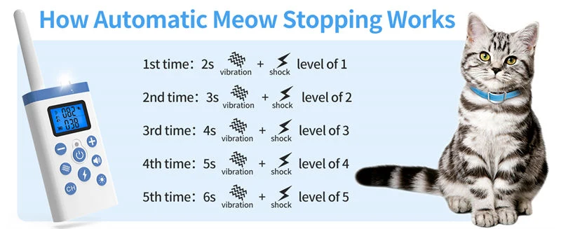 Remote Cat Training Collar Anti Meow Shock Collar