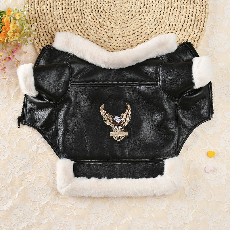 Pu Jacket Eagle Leather Coat With Fleece Lining
