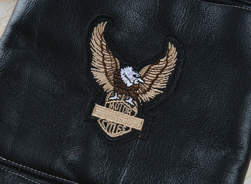 Pu Jacket Eagle Leather Coat With Fleece Lining