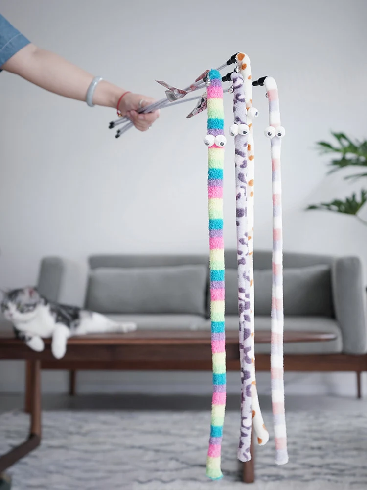 Plush Cat Toy Stick With Bell