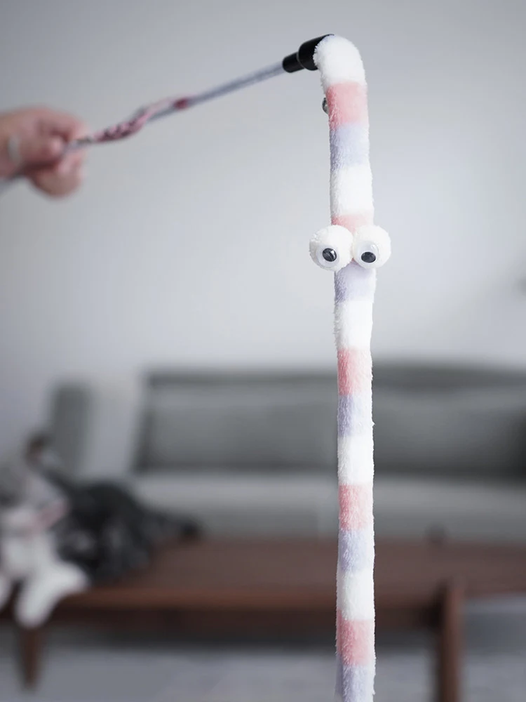 Plush Cat Toy Stick With Bell