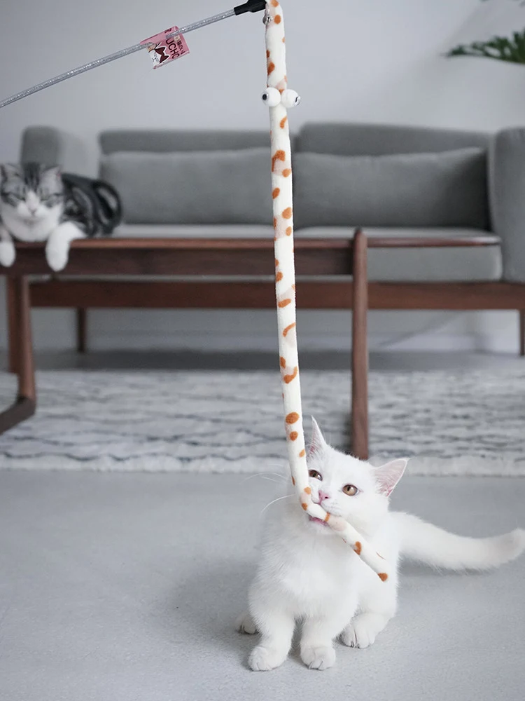 Plush Cat Toy Stick With Bell