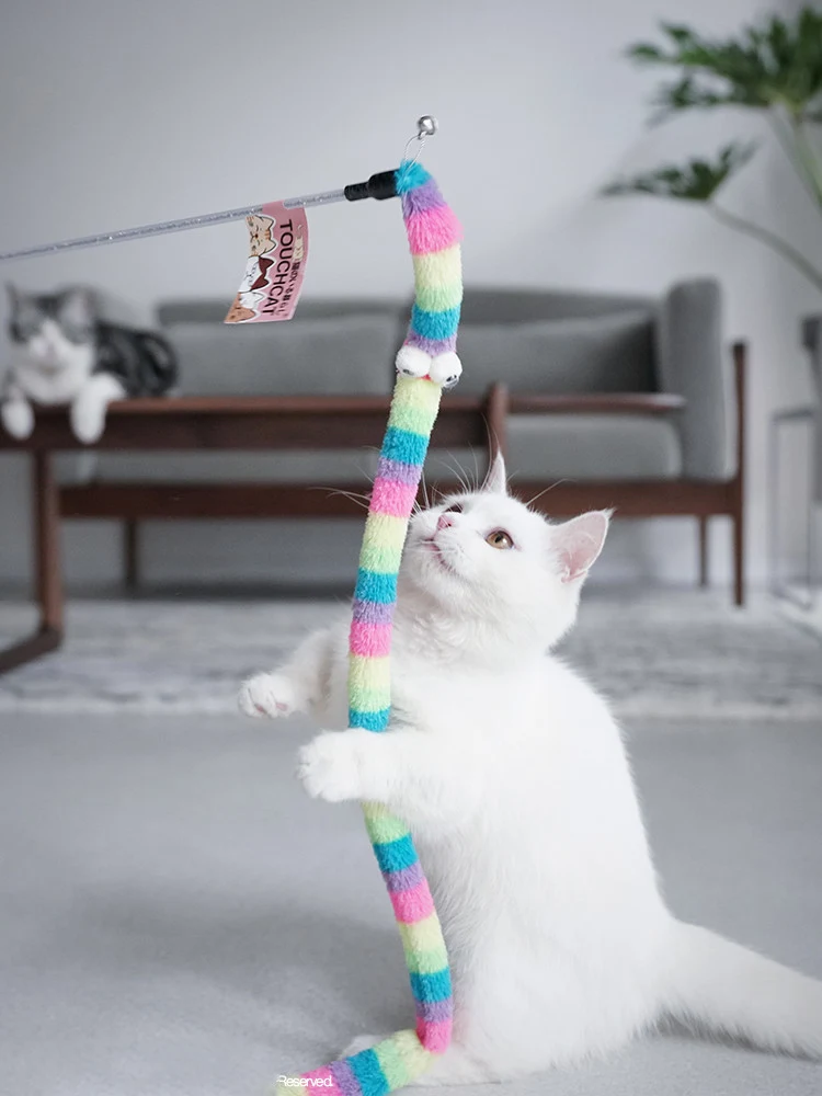 Plush Cat Toy Stick With Bell