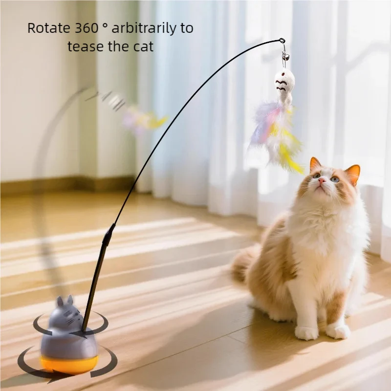 Steel Wire Long Pole Rotating Cat Teasing Stick