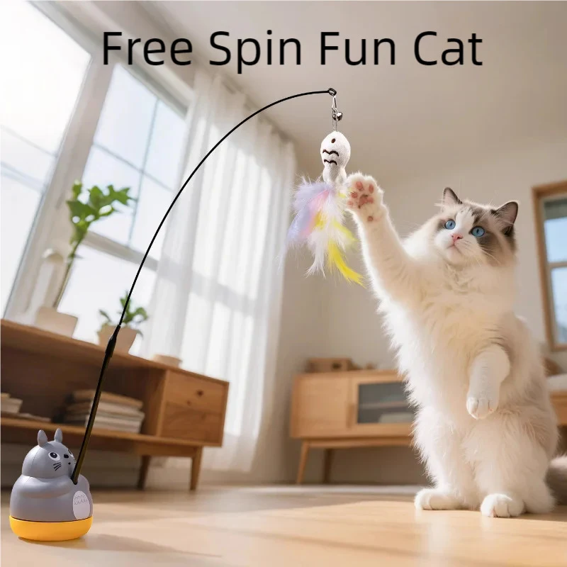 Steel Wire Long Pole Rotating Cat Teasing Stick