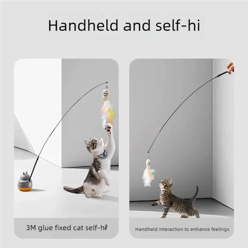 Steel Wire Long Pole Rotating Cat Teasing Stick