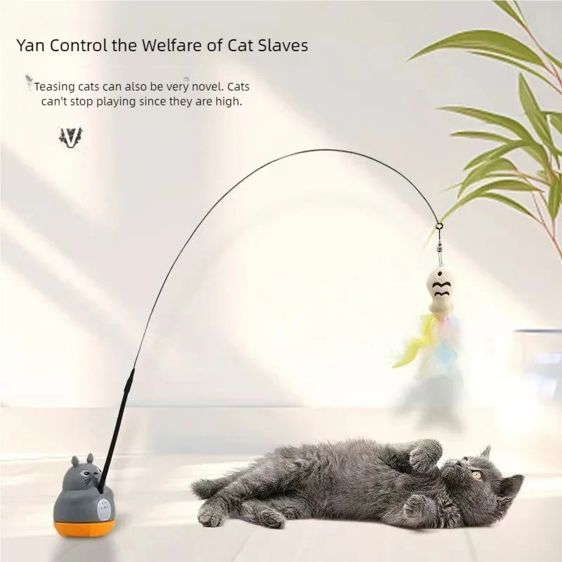 Steel Wire Long Pole Rotating Cat Teasing Stick